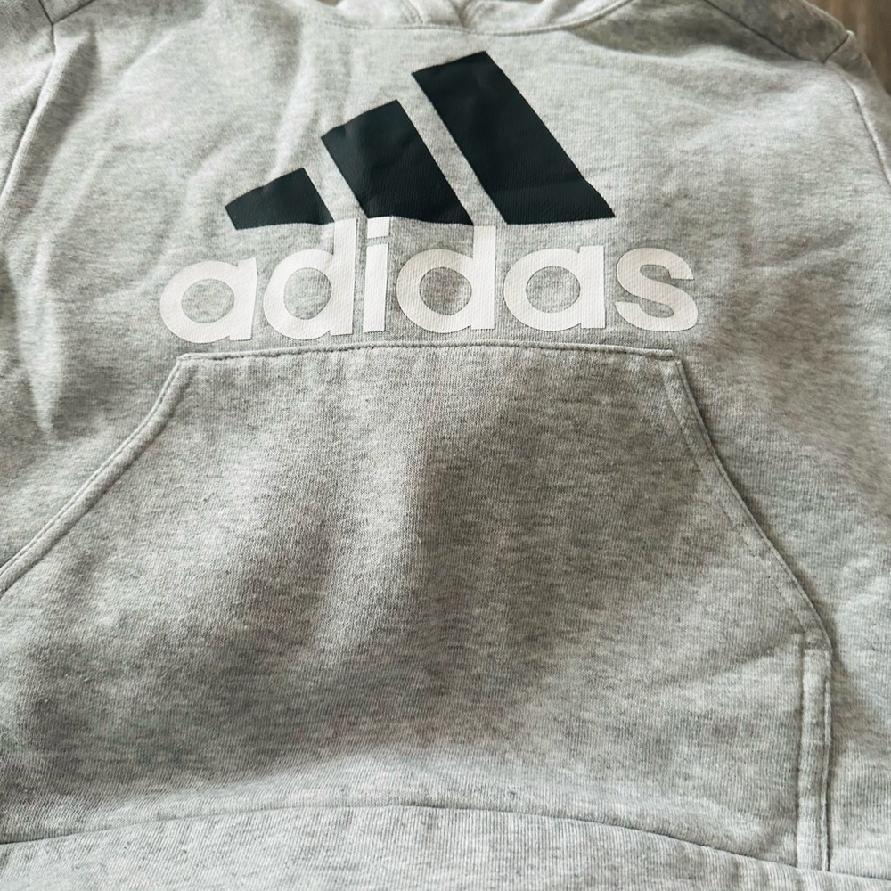 Adidas Kids Gray Hoodie with Black Logo